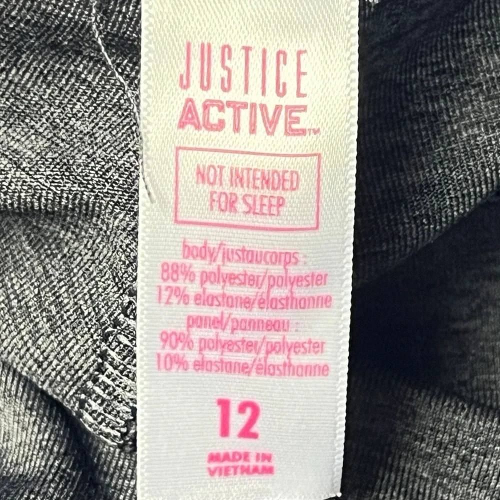 Justice Sport Club Leggings Girls Size 12 Grey Gymnast Stripe Athleisure Active‎